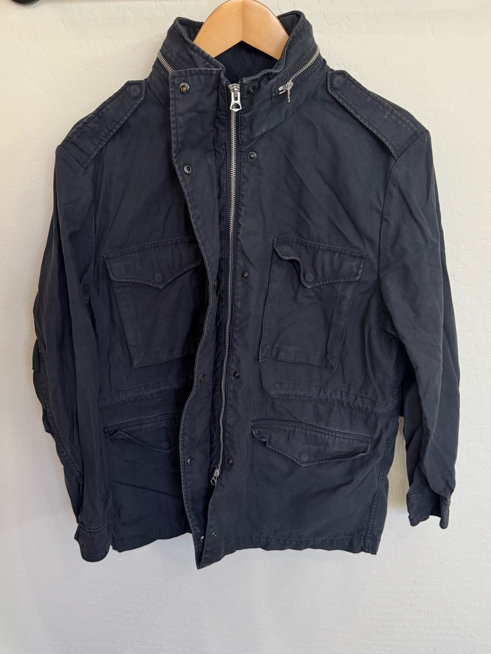 rag & bone New York Black M65 Military Field Jacket Cotton Packable Hood Size L - Picture 7 of 8